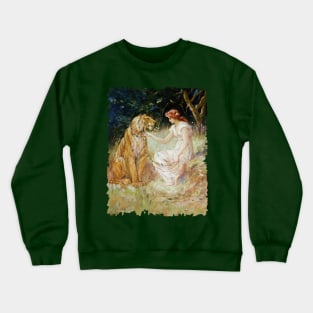 Lady with a Tiger Crewneck Sweatshirt